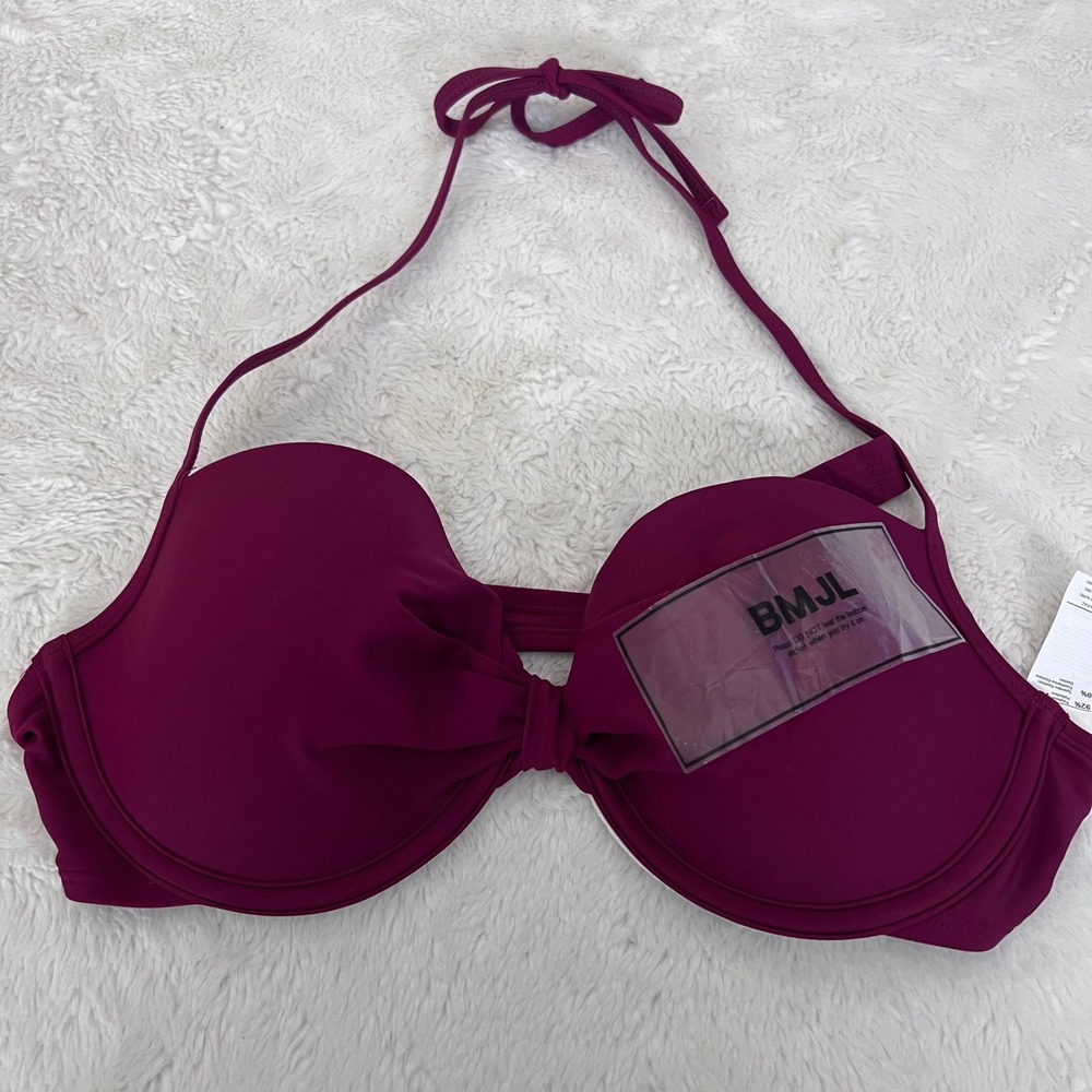 Cupshe‎ Womens Ruffle V-Neck One Piece Swimsuit & Bikini Top Set Plum Large NEW - Picture 8 of 15